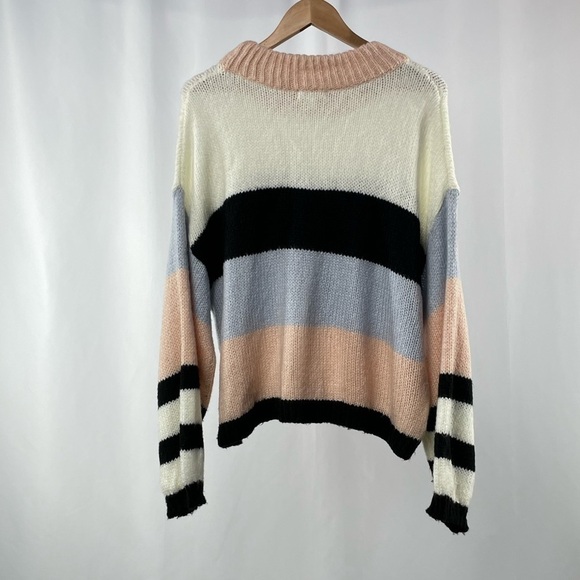 BP. Color Block Stripe Crew Neck Sweater in Multi Size Large - Picture 3 of 6